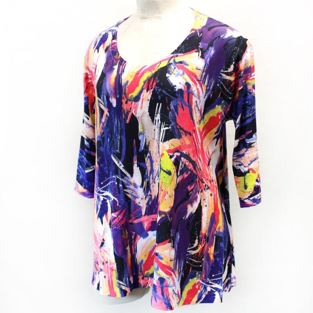 Nally & Millie Plus boutique abstract print art to wear tunic top 2X